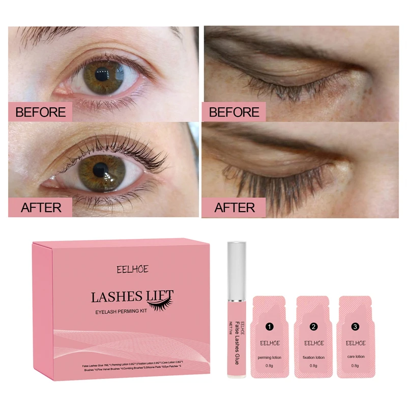 EELHOE lashes lift eyelash perming kit false lashes glue perming fixation care lotion eye patches brushes eyelashes tool kit set