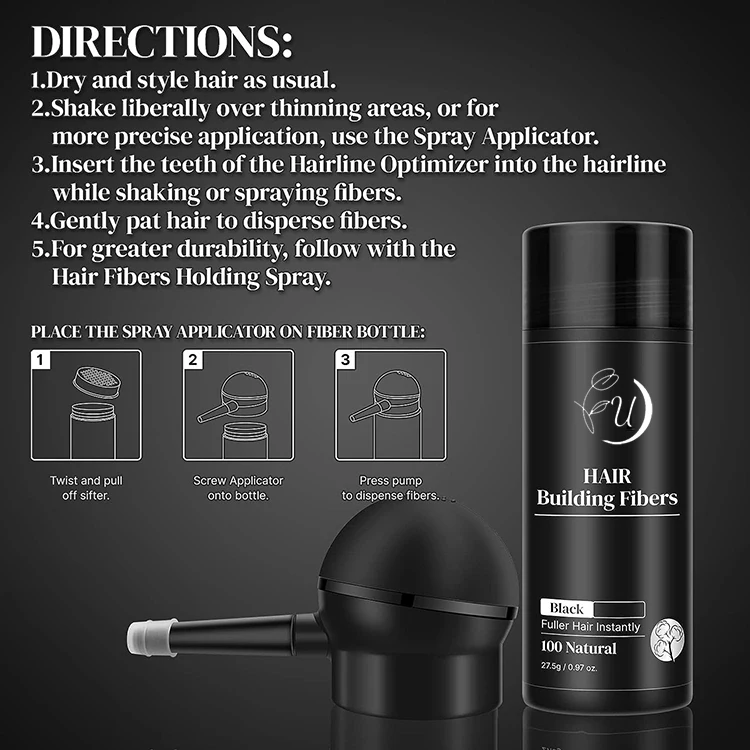 New organic hair thickening fiber natural keratin cover hair fiber powder private label building hair fibers