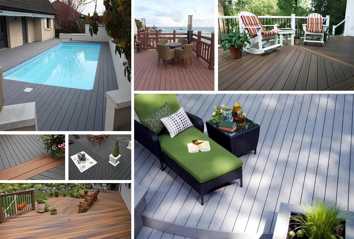 Outdoor decking tiles wood plastic composite flooring wpc composite decking board price manufacturer