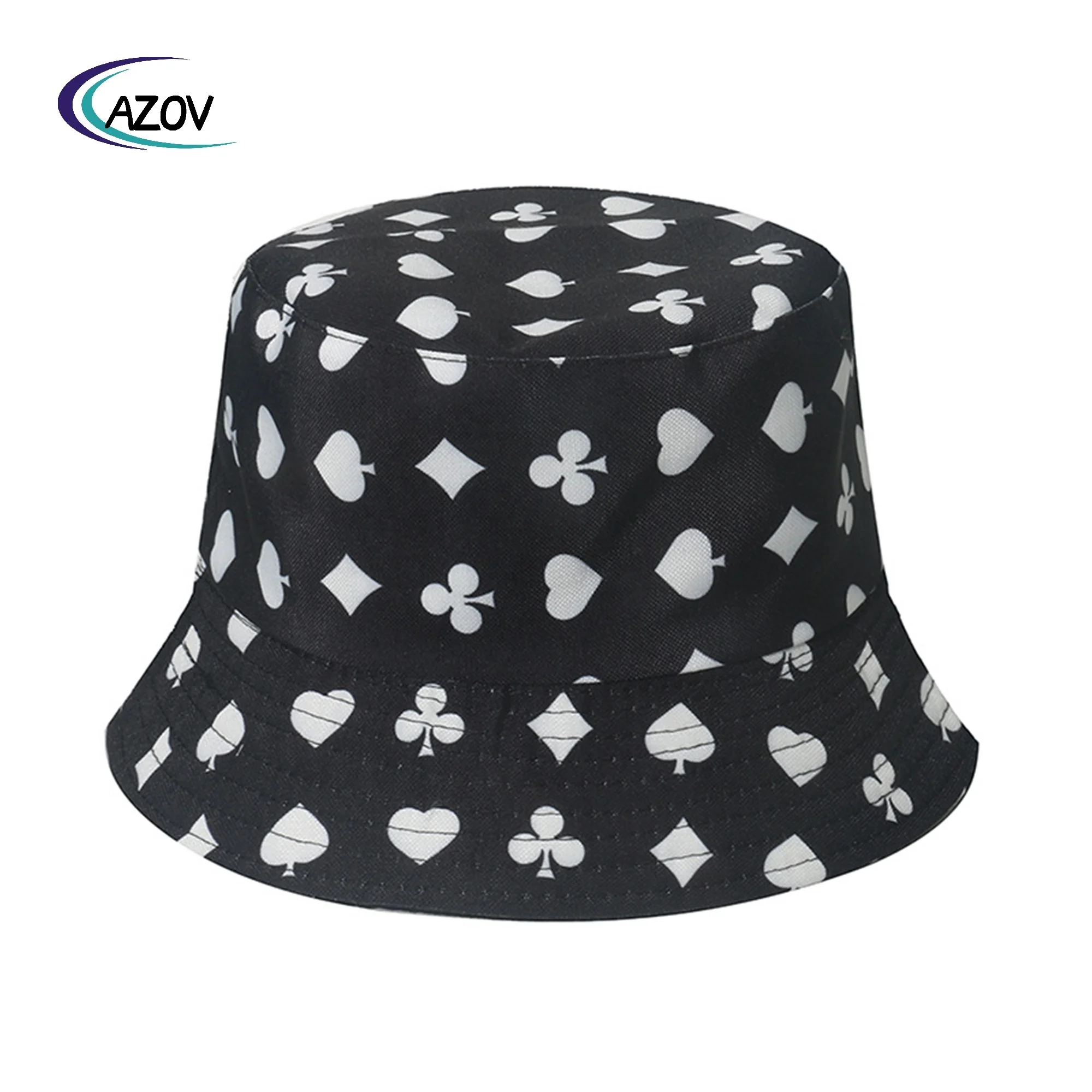 street sun hat personality retro tape cube poker printing bucket hat hip hop