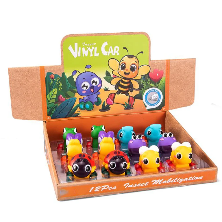 2024 Kids new soft rubber animal rubber car toy fun sensory cartoon inertia mini rubber car toy