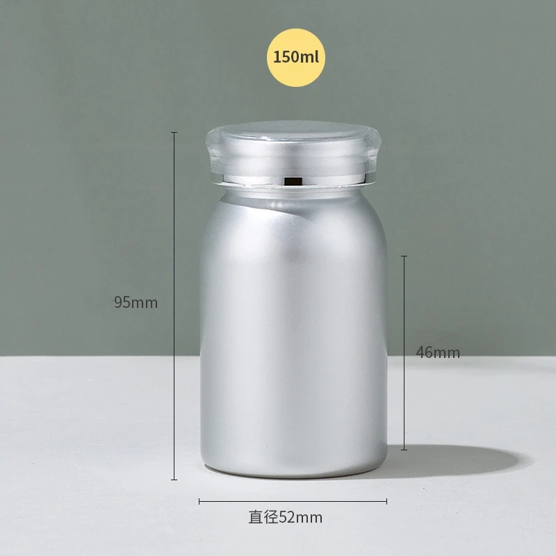 80 100 120 150 225 ml Silver Small PET Plastic Bottle for Capsules Vitamins Custom Colors Available