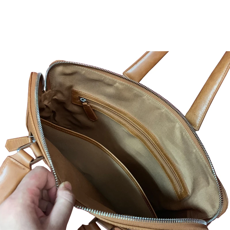 Vintage Business Computer Bag Laptops Genuine Leather Briefcase For Men