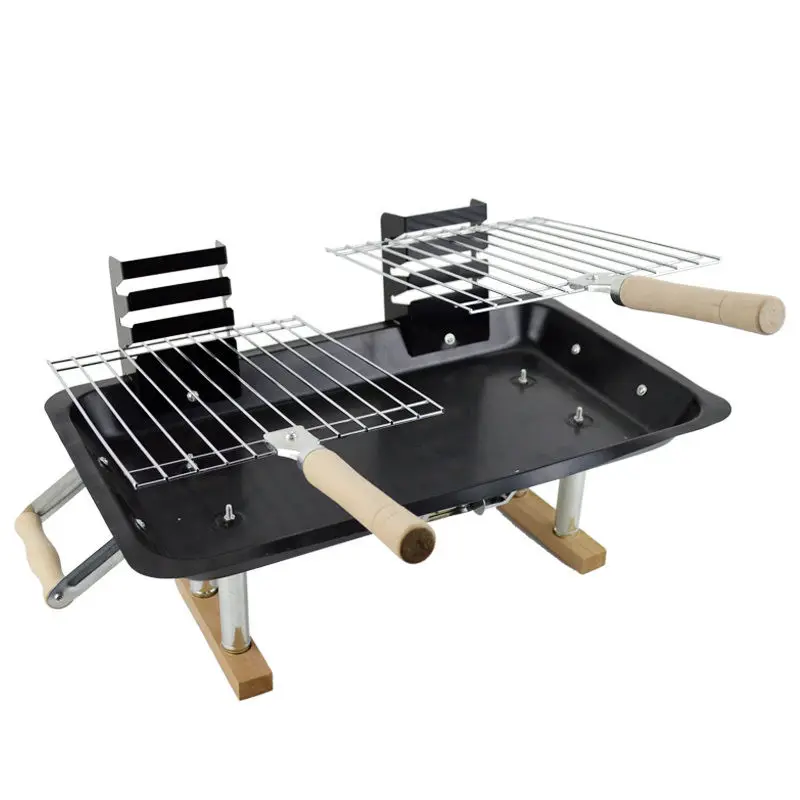 Hibachi Portable rectangular height adjustable tabletop small Charcoal japanese bbq grill for outdoor
