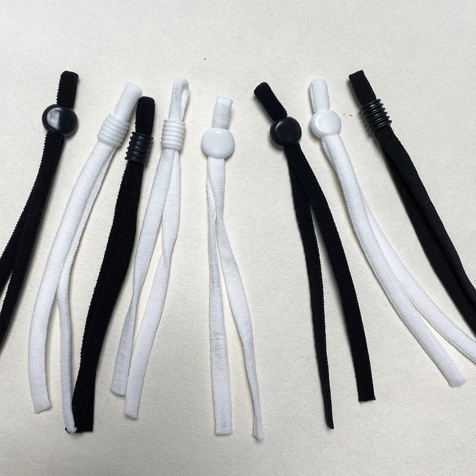 Оптовая продажа с фабрики Сделай Сам Разноцветные дети взрослые 5 мм плоская эластичная петля с регулируемой пряжкой Пластиковые регулируемые кнопки