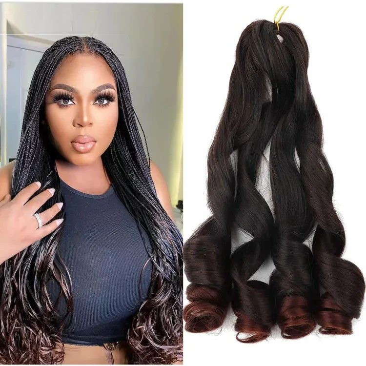 Synthetic Loose Wave Braiding Hair Extensions Spiral Curls Crochet Hair Pre Stretched French Curls Ombre Braids Hair For Women