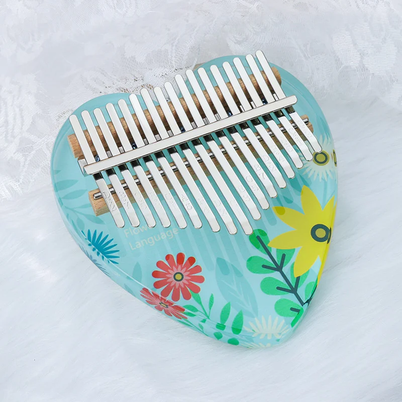 17-Tone Painted Crystal Thumb Piano Flower Heart Finger Piano Mini Kalimba African Instrument