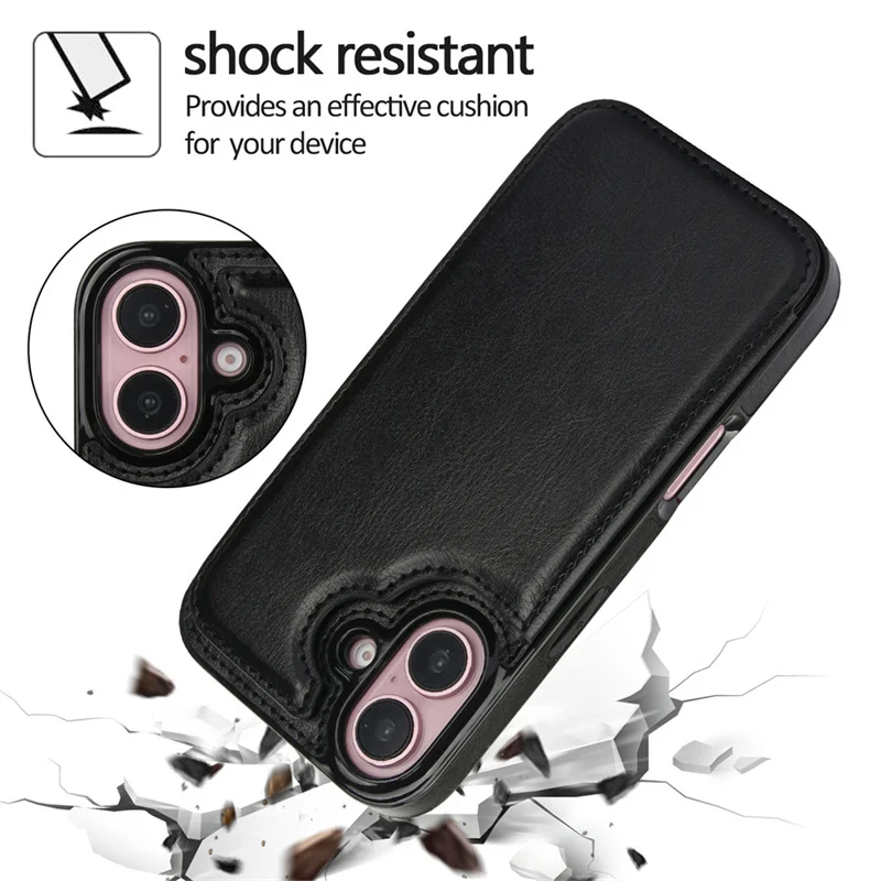 Shockproof PU Leather Mobile Case With Card Slot Wallet Holder Phone Cover For iPhone 16 15 14 13 12 11 Pro Max Xs Xr Xs Max 7 8