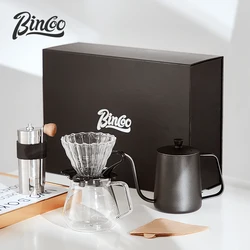Bincoo Basic 5-piece Pour Over Coffee Maker Set with Gift Box Includes Kettle, Coffee Grinder and Glass Filter, Coffee Filter Pa