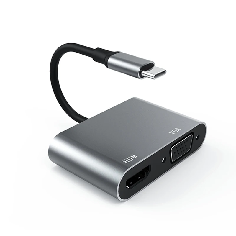 2 in 1 Type C to Female VGA Adapter Cable USB C 3.0 to VGA Adapter for Macbook 4K HDTV Audio Splitter Converter