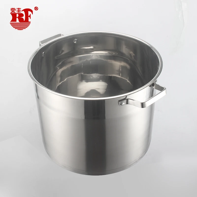 Stainless Steel Double Bottom Deep Cooking Pots Kitchen Cooking Soup Stock Pots with Thickness Stainless Steel Handles