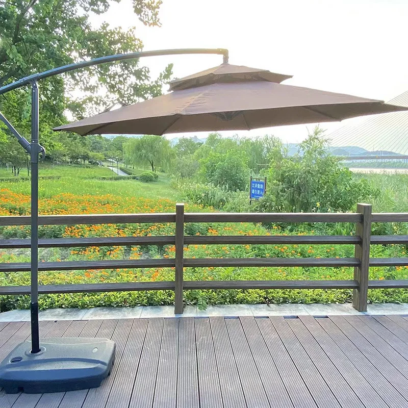 DD2017 Outdoor Sun Shelter Offset Umbrella Commercial  Villa Cantilever Market Patio Beach Umbrellas With Base