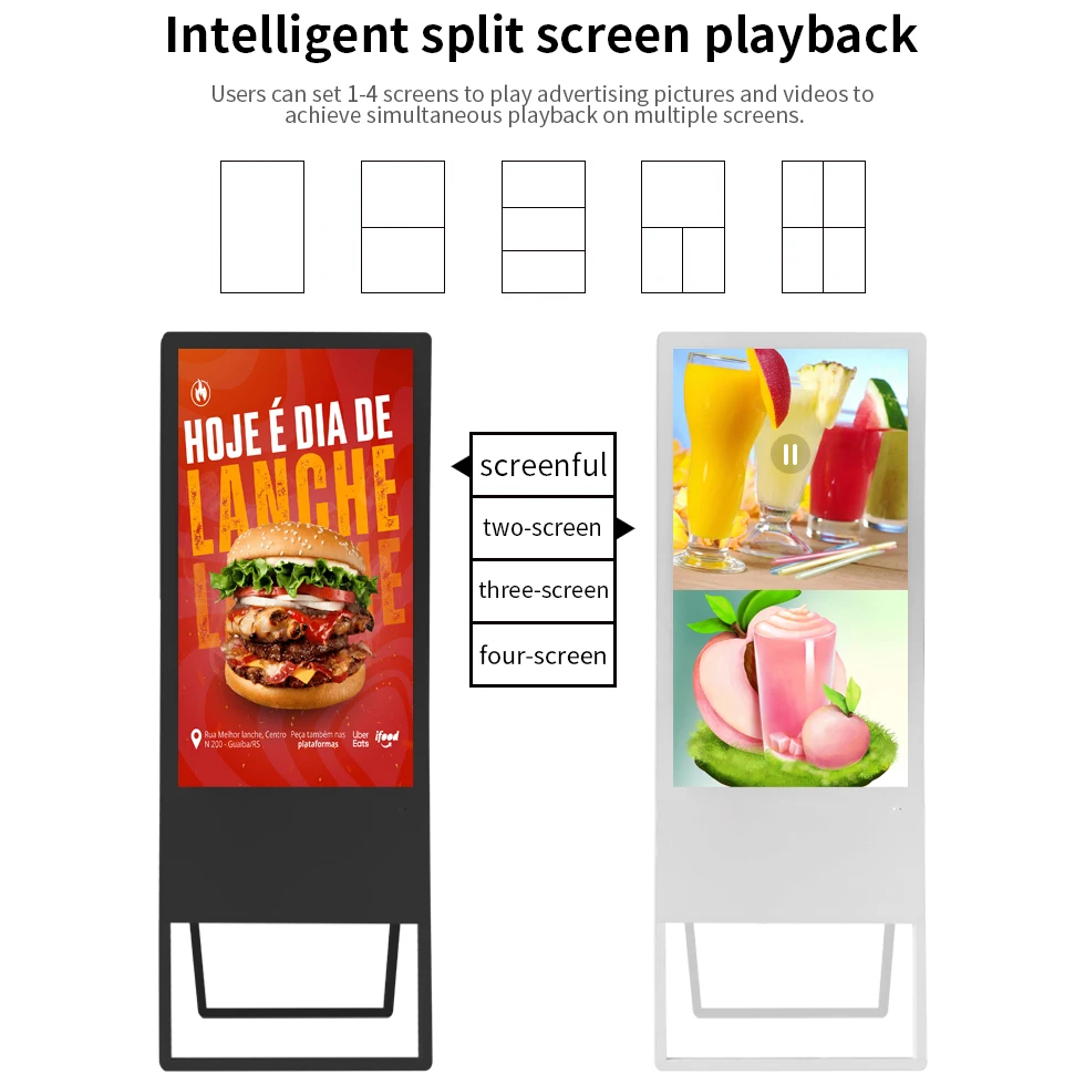 electronic  brand advertising machine split screen hanging fast food menu board display advertising expo display arch