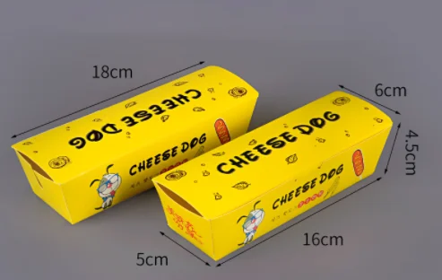 OEM Custom paper packaging hot dog tray takeaway food container box food packing for korean corn dog