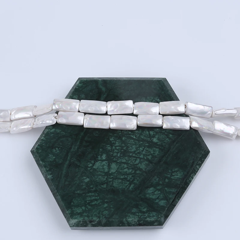 Zhuji Wholesale 7-8mm*14-15mm Mother Of  Shell  Long  Square  Pearl Natural White Stands For Sale