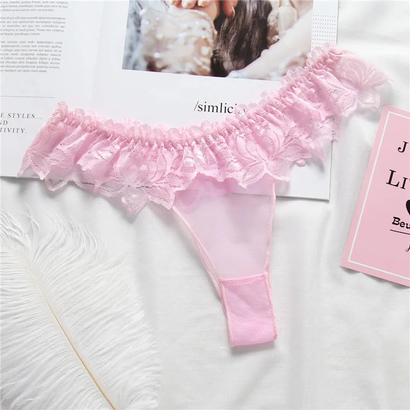 Factory Wholesales Low Waist Sexy transparency seamless Women Panties Sexy Lace flower perspective Thong Panties