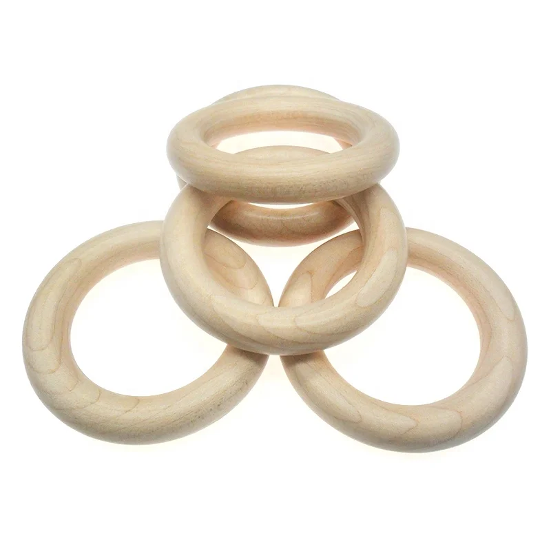 Wooden Teether Ring Pacifier Christmas Custom Sensory Crochet Baby Teether Silicone Beads Toy Wooden Silicone Baby Teethers