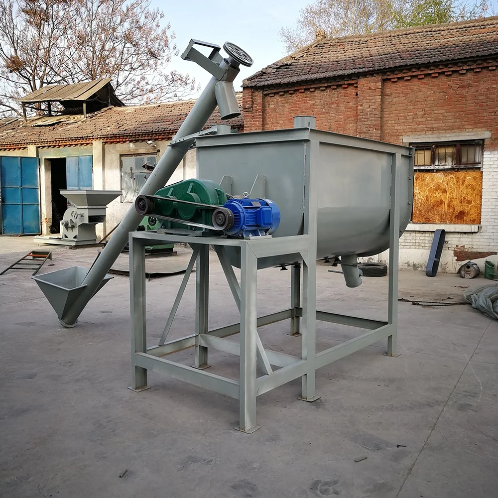 Farm use fodder mixing machine grinder half ton bird quail feed mixer horizontal feed machine mixing for animal Feed Processing