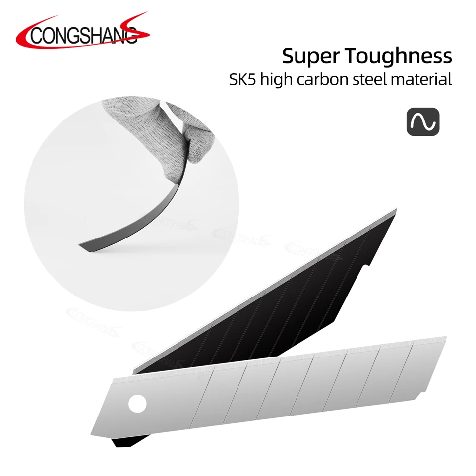 18mm Black Stainless Steel 10pcs Snap Off Utility Cutter Knife Blade for Knife Cutter