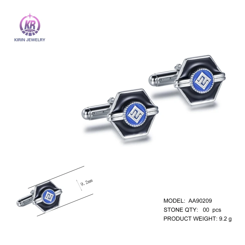 Kirin Cuff link Enamel Diamond Suit Shirt Engraved Tie Clips Men Cuff Links