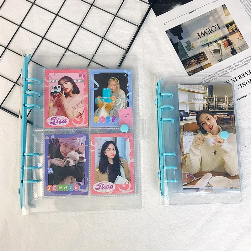 Personal a5 a6 size 6-ring pocket size clear binder covers transparent soft pvc notebook round ring binder cover protector snap