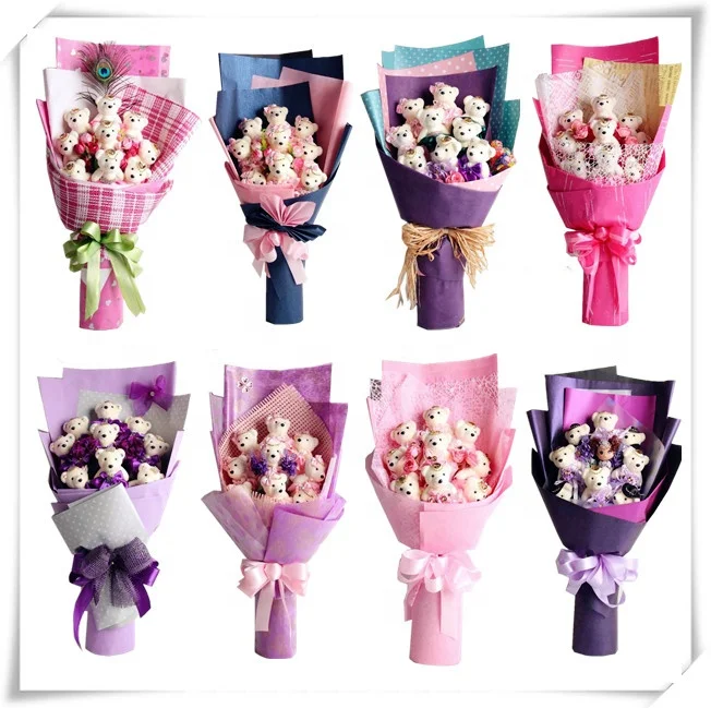 Новый стиль подарок на день матери синяя милая плюшевая игрушка плюшевый мишка букет