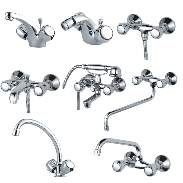 Economic Chrome Brass Bathroom Double Handle Bidet Taps With Pop-UP Waste Cold and Hot Water Bidet Faucets