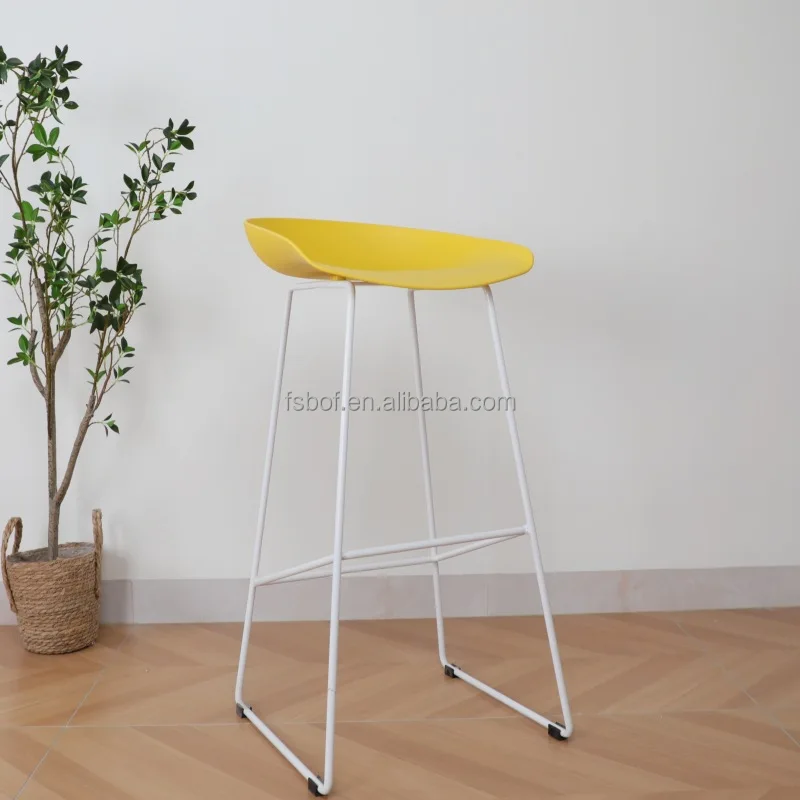commercial furniture modern leisure plastic bar chair model luxury coffee shop orange bar stool high chair