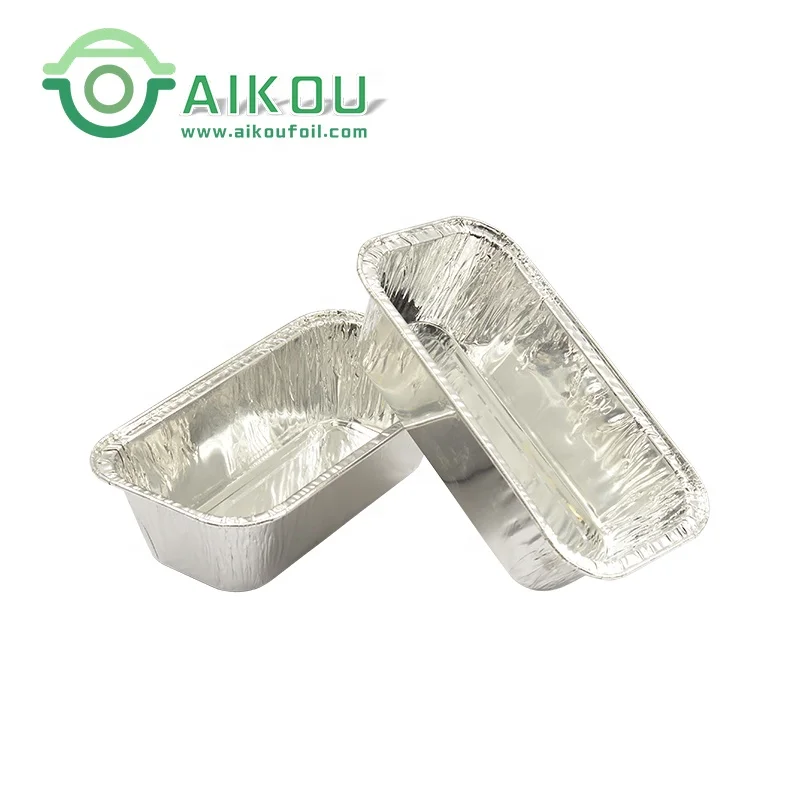 Silver 450ml rectangle disposable lunchbox microwave oven safe aluminum foil container barbecue sizes foil loaf pan with lid