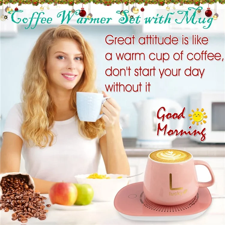 Electric Mug Warmer Coffee Cup Set Auto Shut Off Coffee Cup With Lid Sublimation Mug Warmer With Gift Box  Dropshipping