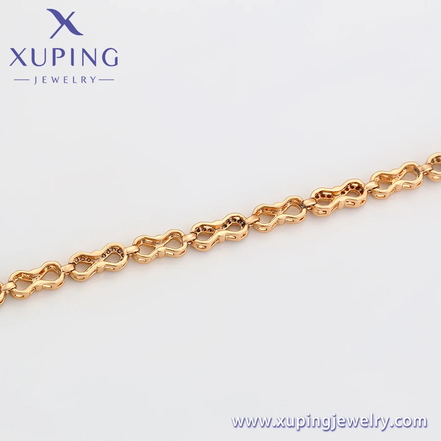 S00121474 XUPING Jewelry luxurious guanzhou jewelry woman accessories 18K gold color  Artificial zircon 8 shape Charm bracelet