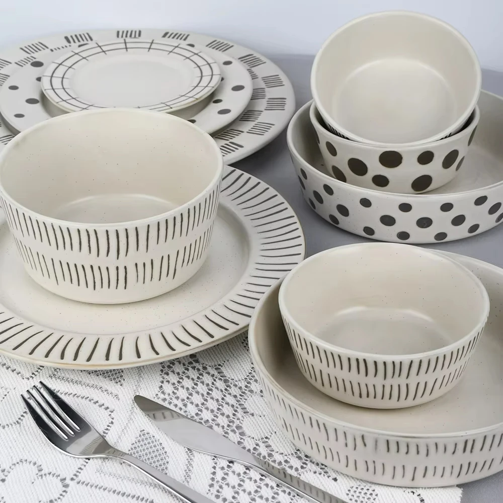 Modern style reusable cereal pasta bowls patterned with logo ceramic round food ceramic serving bowl restaurant