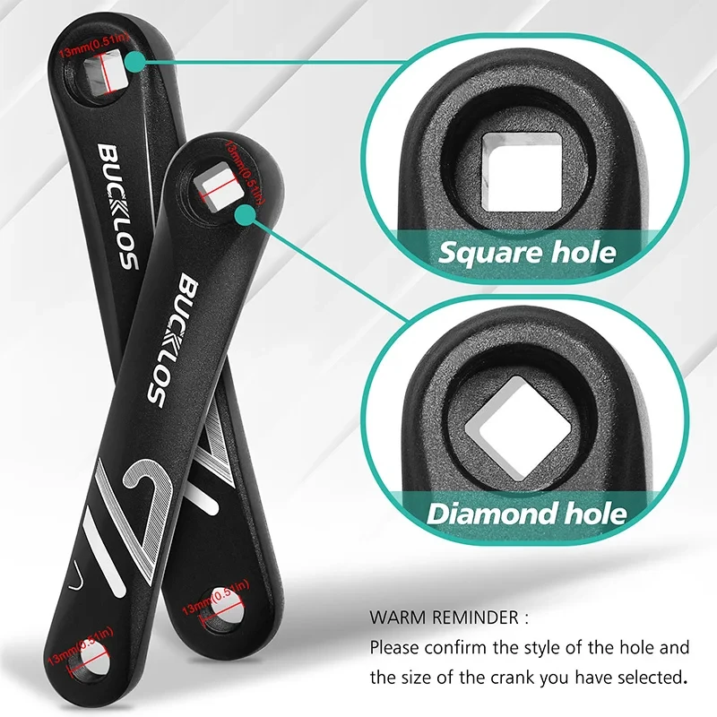 OEM/ODM BUCKLOS Square Hole Bicycle Crank Arms 152/170/175mm Cranksets Diamond Spline MTB Crank E-bike Mountain Bike Crank Arm