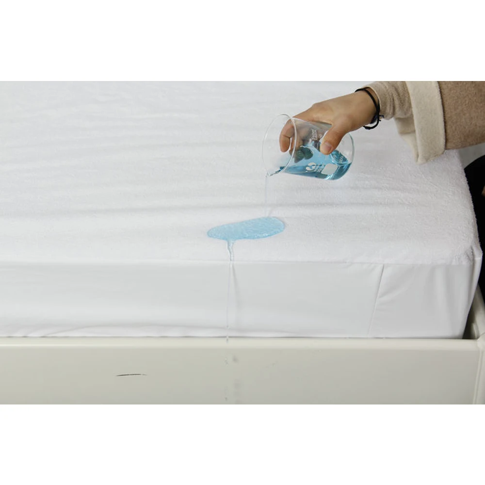 Non Slip Mattress Protector Bed Accessories Mattress Covers Protector Waterproof Bed Sheet White Polyester Fabric Adults Plain