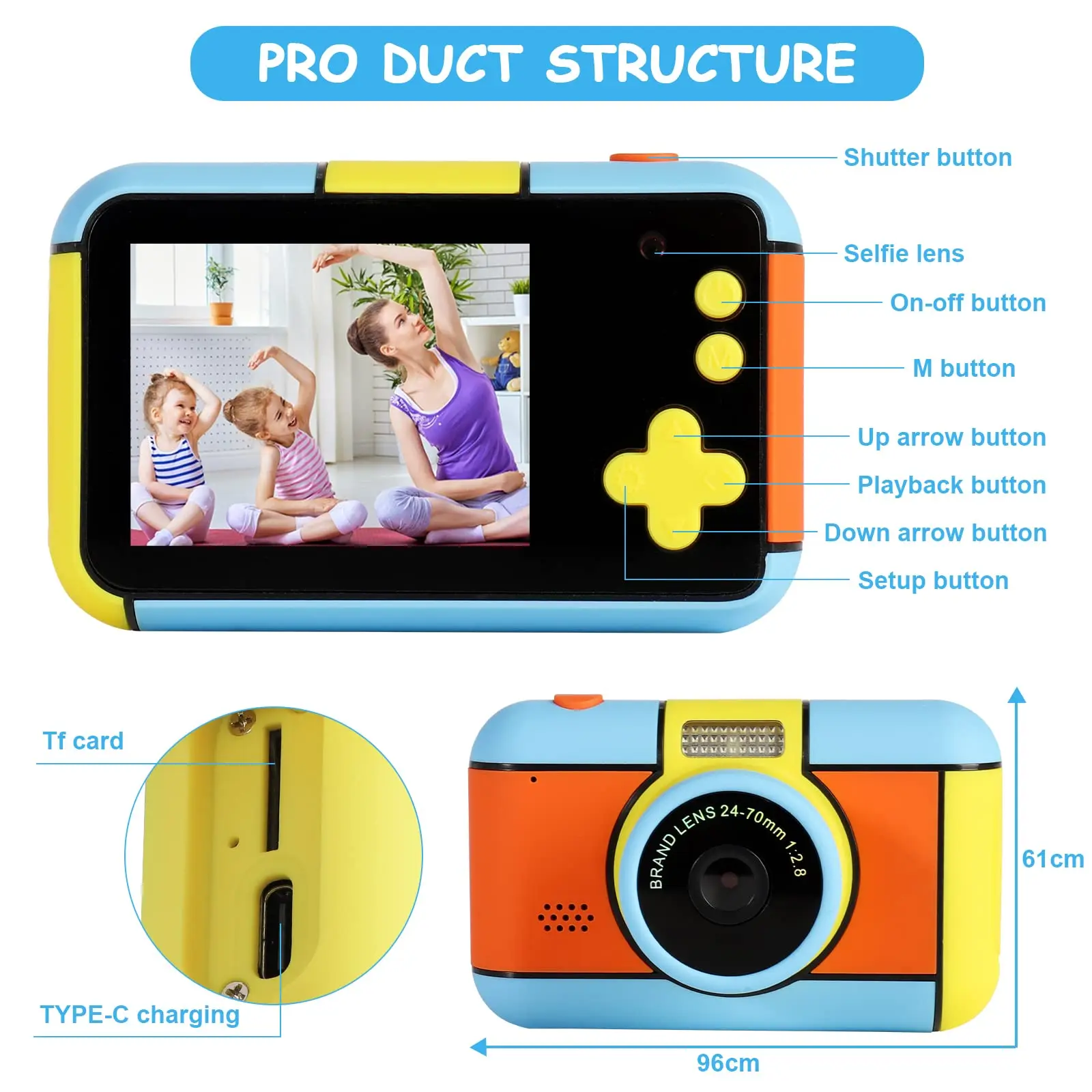 Christmas Birthday Party Gifts 2.4in LCD Screen 1080P HD Dual Lens Selfie Video Camera Children Digital Video Camcorder Camera