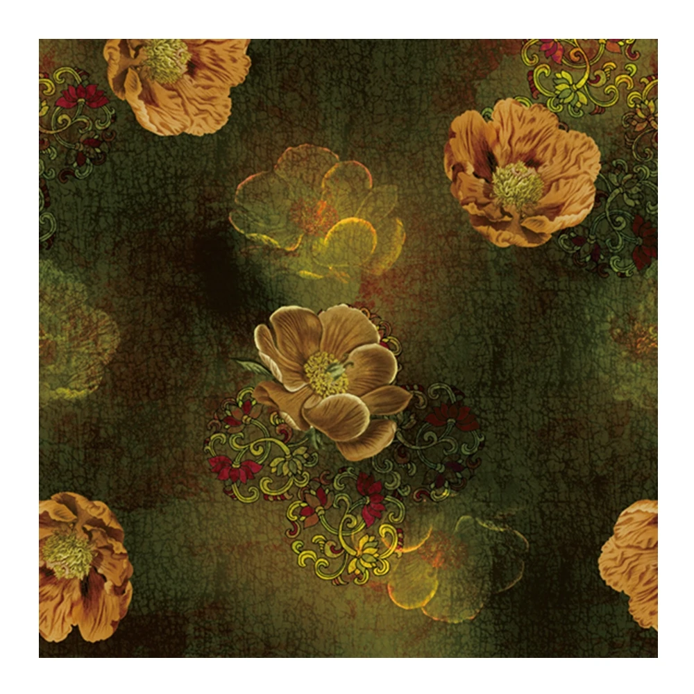 polyester soft crepe customized wedding site  dress digital floral print for office lady surcoat short dress fabric