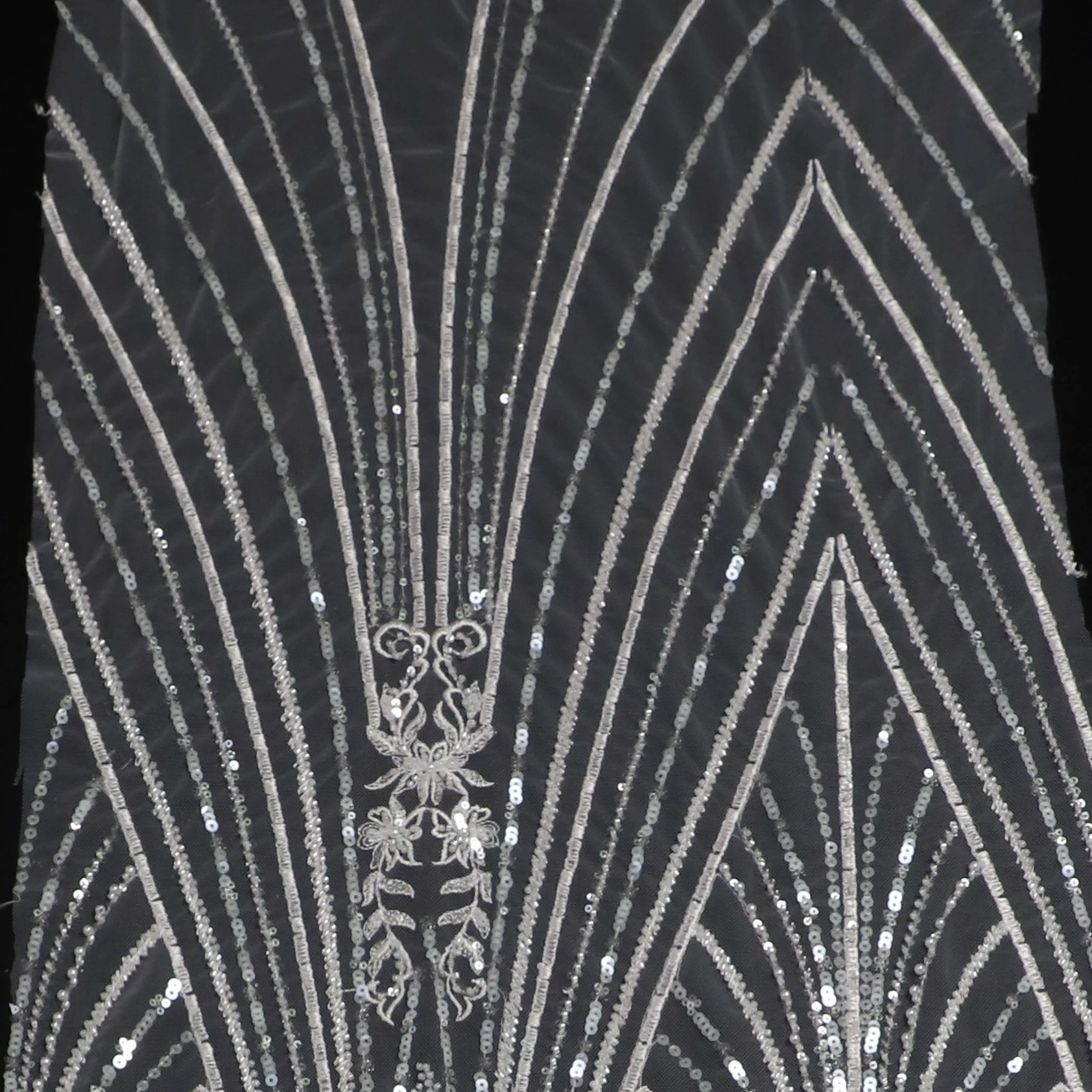 J130907ZA White pearls new palace style  beaded lace fabric for wedding dress