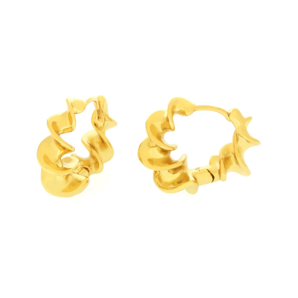 Creative Thread Design Irregular Twist Hoop Earrings Brass Gold Plated Piercing Earrings European And American Women Jewelry