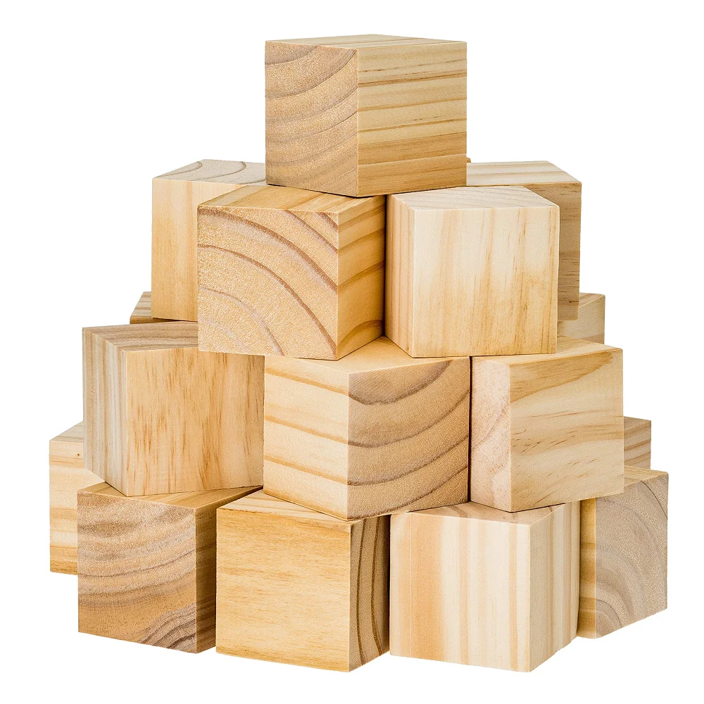 FSC Crafts Unfinished Wood Cubes Educational Craft Cubes for DIY wood cubes block