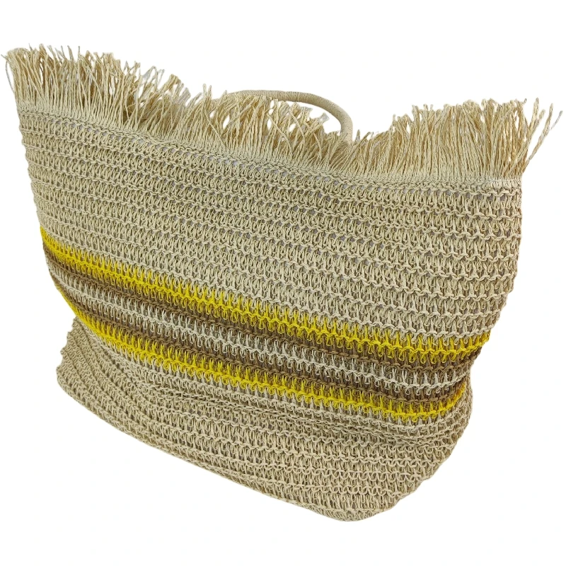 New Style Colorful Large Capacity Paper Fashion Tassel Streaks Straw Woven Handbag Tote Bag