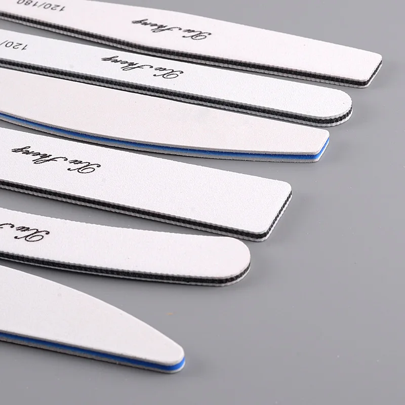 High Quality 120/180 White Sand Round Straight Double-sided Sandpaper File Nail Polish Sanding Strip
