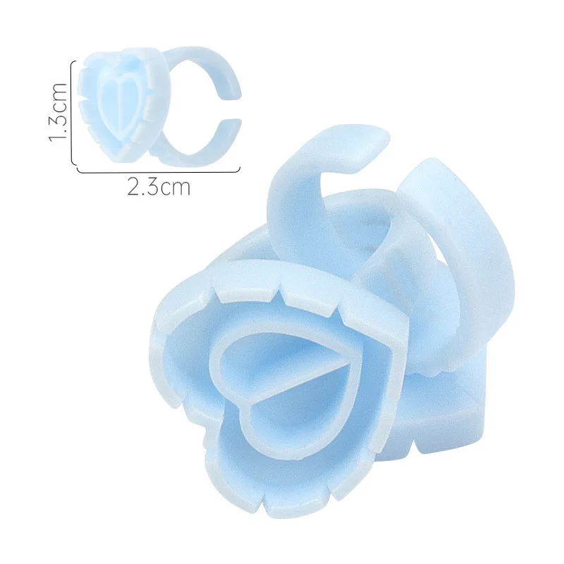 Pink/blue/white Eyelash Glue Cup 100pcs/bag Easy Fan Cup Lash Extensions Ring Heart Shaped Glue Rings