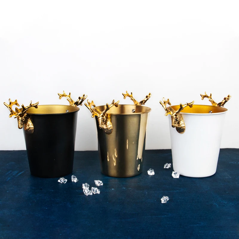 European Champagne Barrel Rack Stainless Steel Ice Bucket Bar Ktv Wine Chiller Bottle Cooler Beer Chiller Ice Barrel Silver Gold