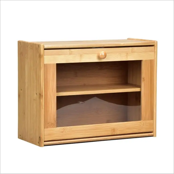 Kitchen supplies multifunctional household bamboo cabinets large capacity double-layer bread storage box