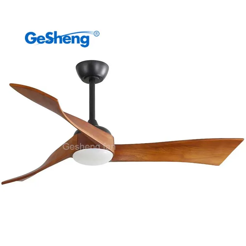 High quality vintage indoor 3 piece solid wood blade 52 inch DC motor remote control decorative ceiling fan