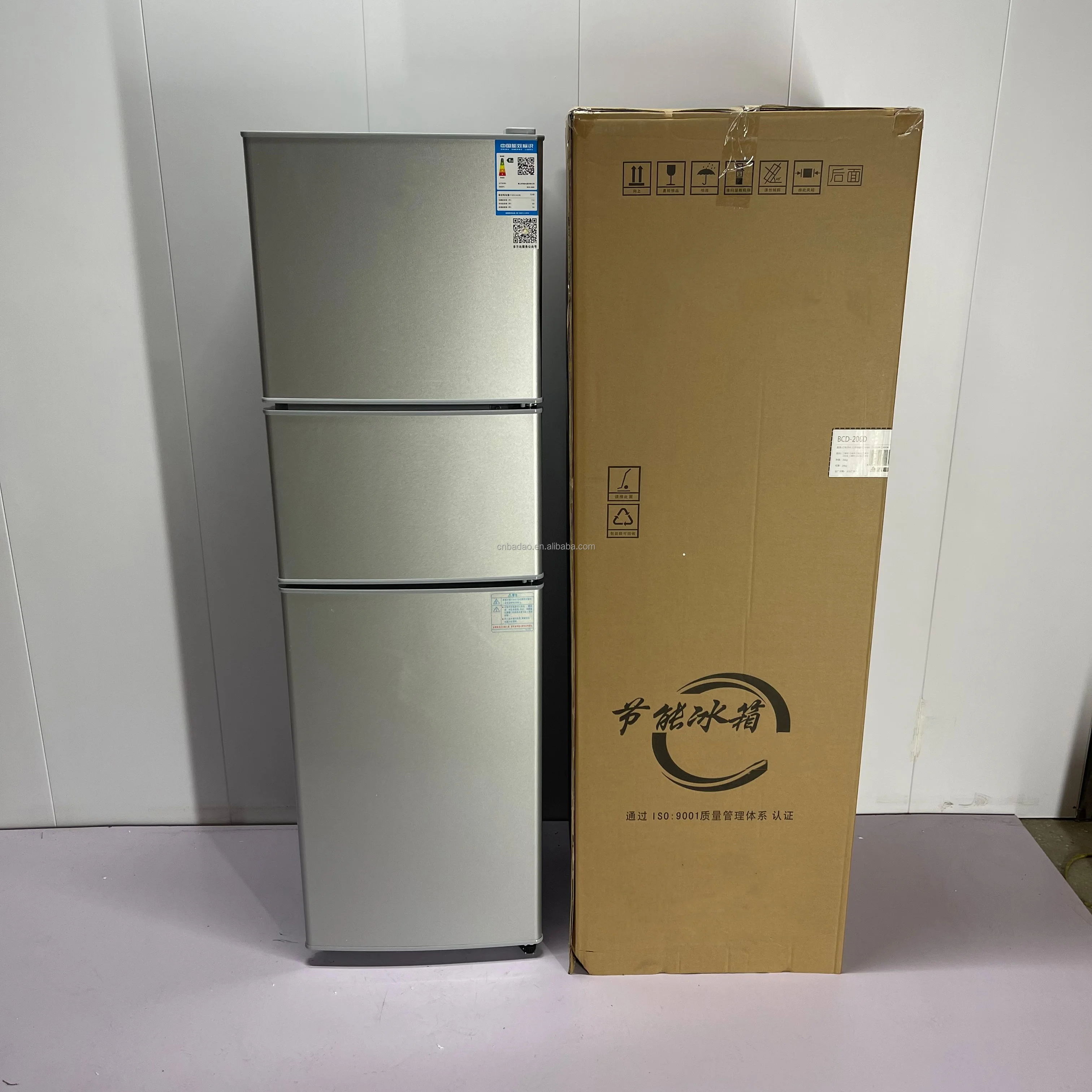 Hot selling VCM stainless three door medium volume household modern style French three-door refrigerator