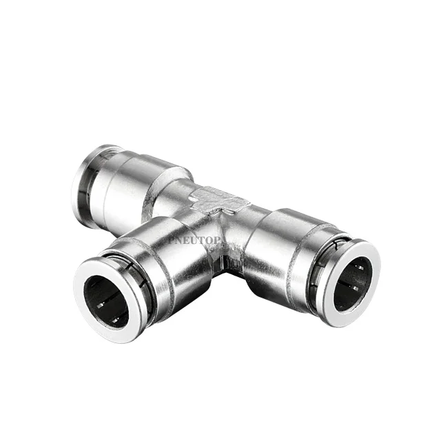 MPE Pneumatic brass fittings equal Tee Type three way metal one-touch fittings/connector
