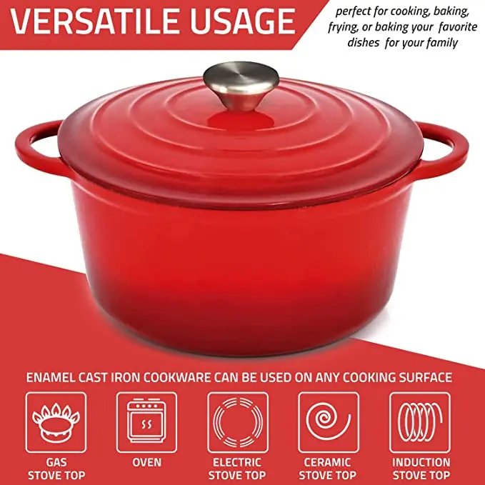 mcooker stocked cast iron round shape enamel soup pot dutch oven casserole dish cookware