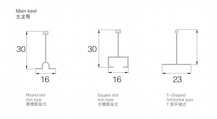 Metal T Shaped Keels Aluminum T bar Iron T grid match up for Suspended Ceiling