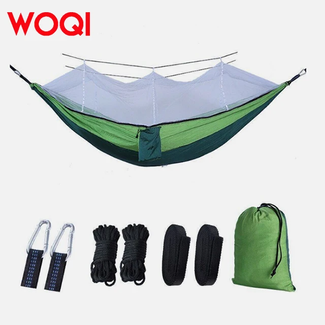 WOQI portable single person camping backpack hammock tent outdoor ultra light camping mosquito net hammock